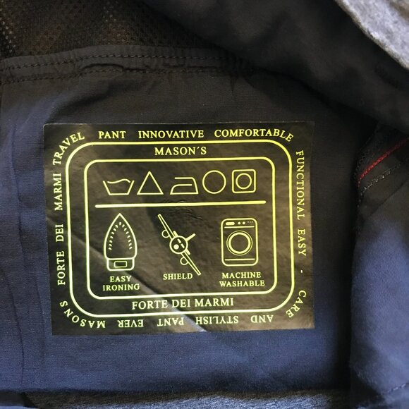 Mason's M Torino Travel Chino Pants Mens 48 32 Navy Blue Slim Fit Straight Leg - Picture 7 of 12